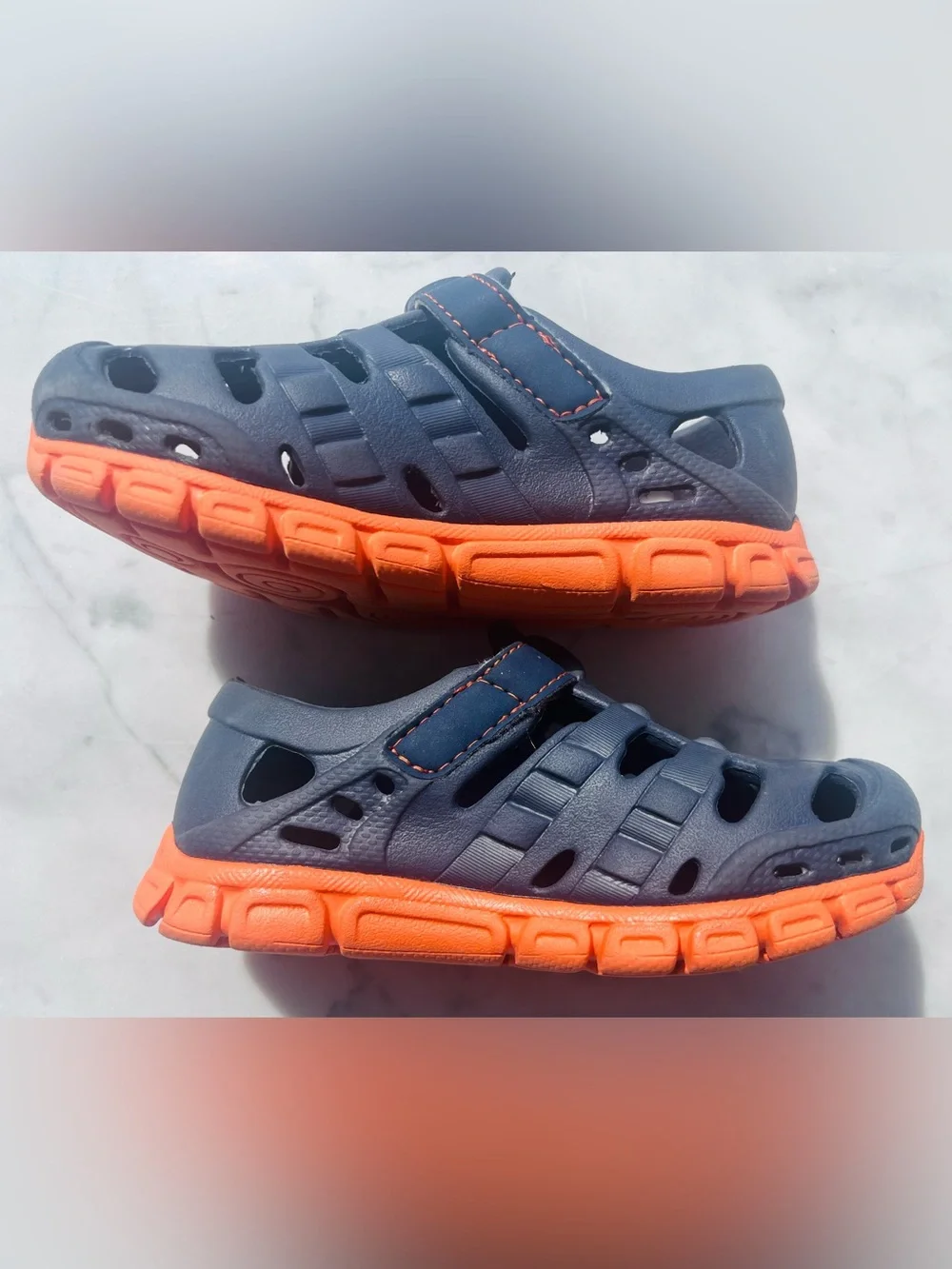 Stride Rite Surprize Demetrius Navy Orange Rubber Active Kids Water Shoes Size 8